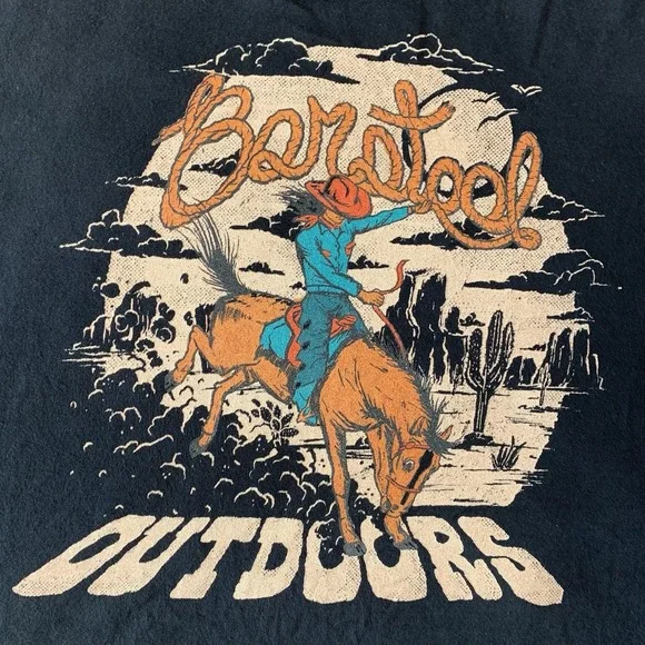 Barstool Outdoors Shirt Mens Large Black Rodeo Cowboy Sports Logo Tee - Picture 2 of 10